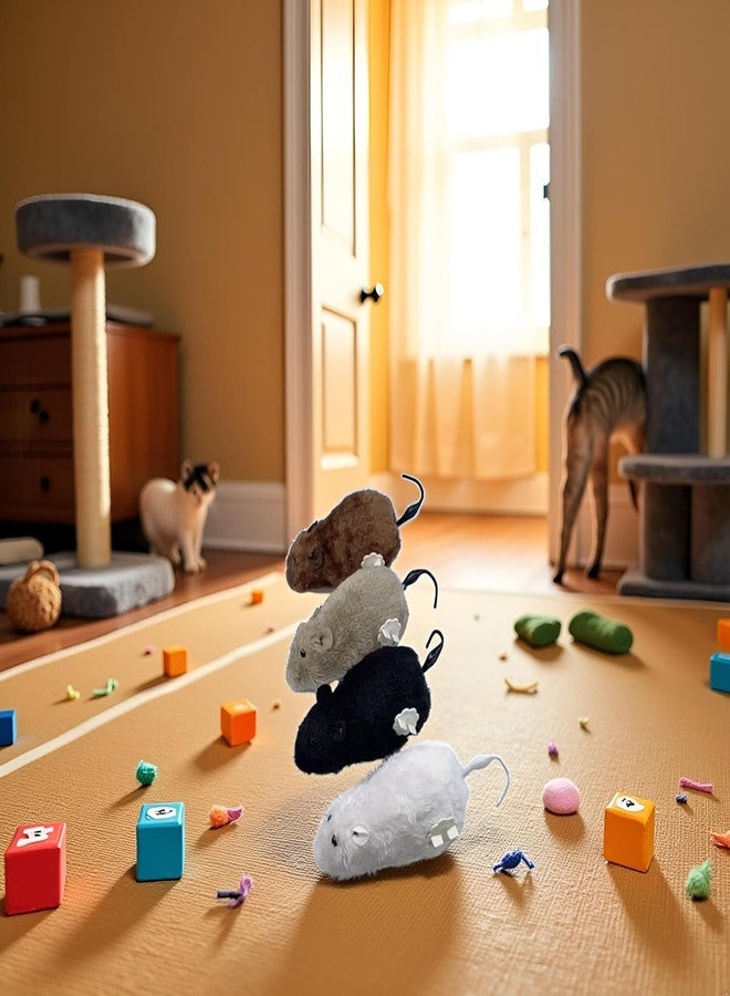 aoukoslt Furry Mice Cat Toy Wind Up Realistic Mouse Toys Funny Moving Pet Supplies (1Pc Random Color) - Image 3